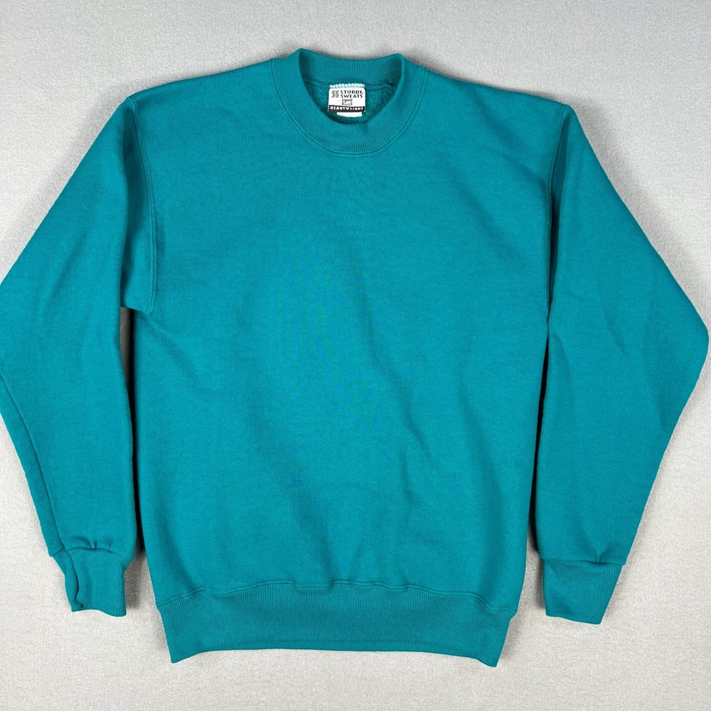 VTG‎ Lee Sturdy Sweats Sweatshirt Womans Medium Teal Blank 1990s Made in USA
